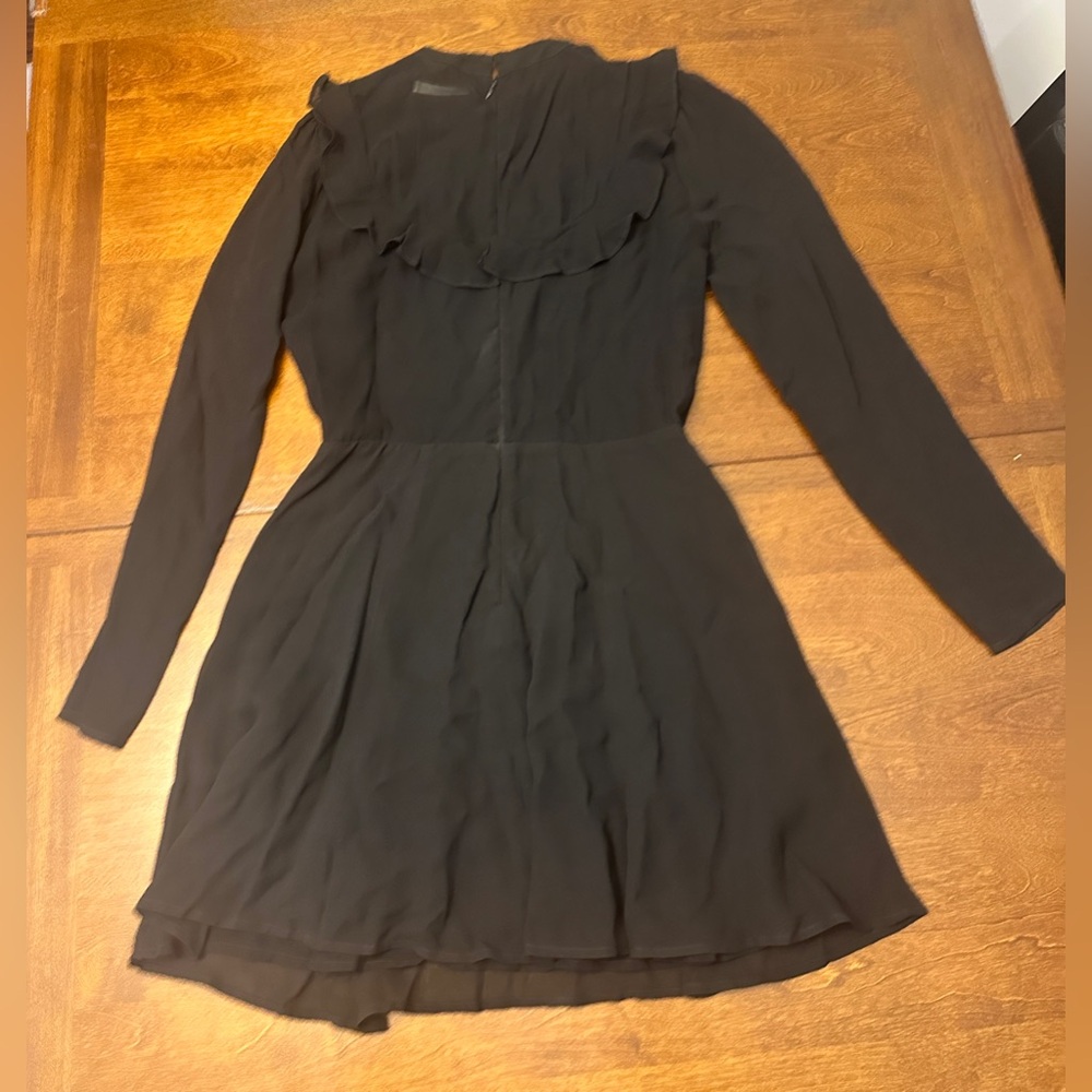 Reformation Black Long Sleeve Ruffle Dress - REFORMATION Chapel Mini Black Dress - Picture 6 of 10